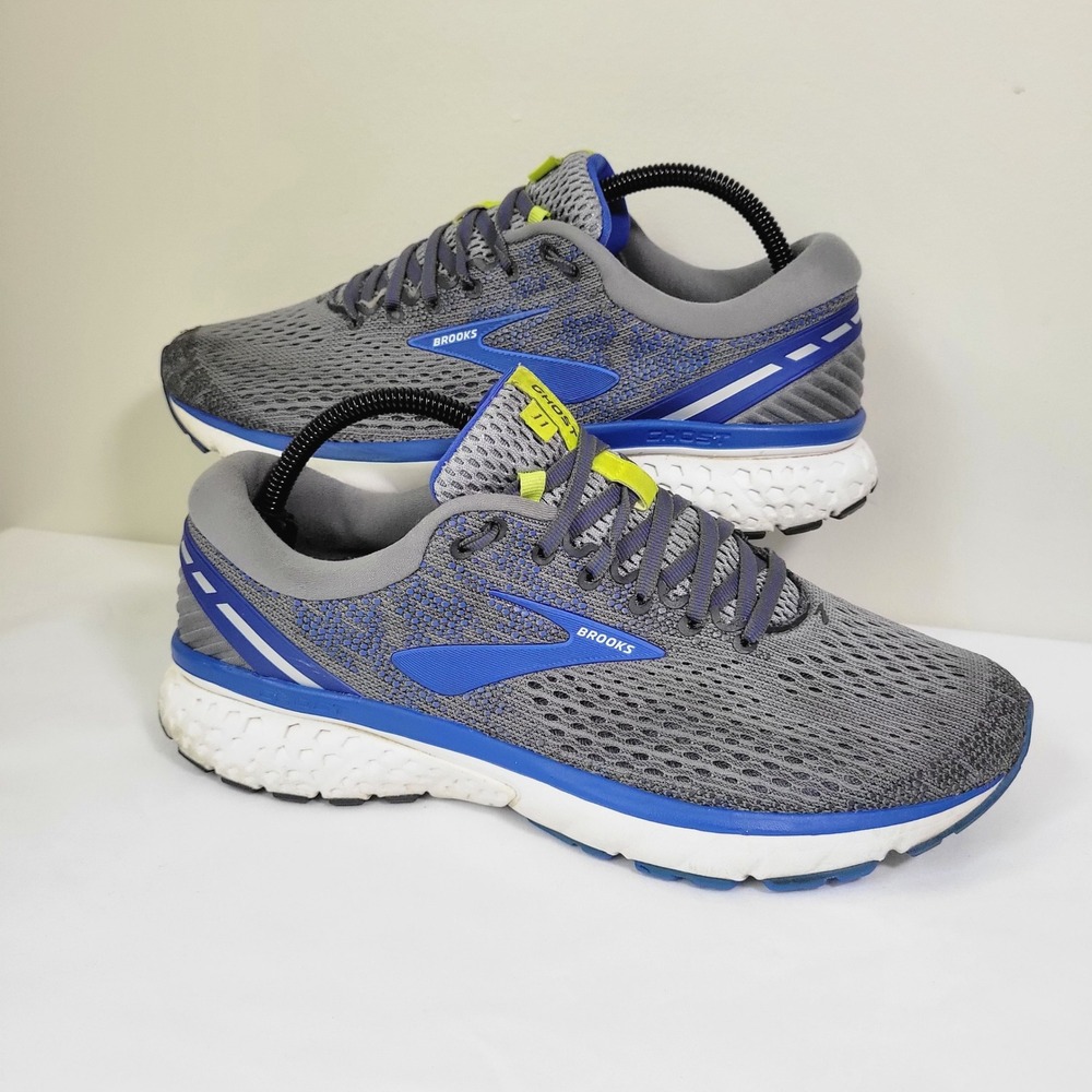 Brooks Ghost 11 Mens Running Shoes Grey Blue Lime 1102881D006 Size 9